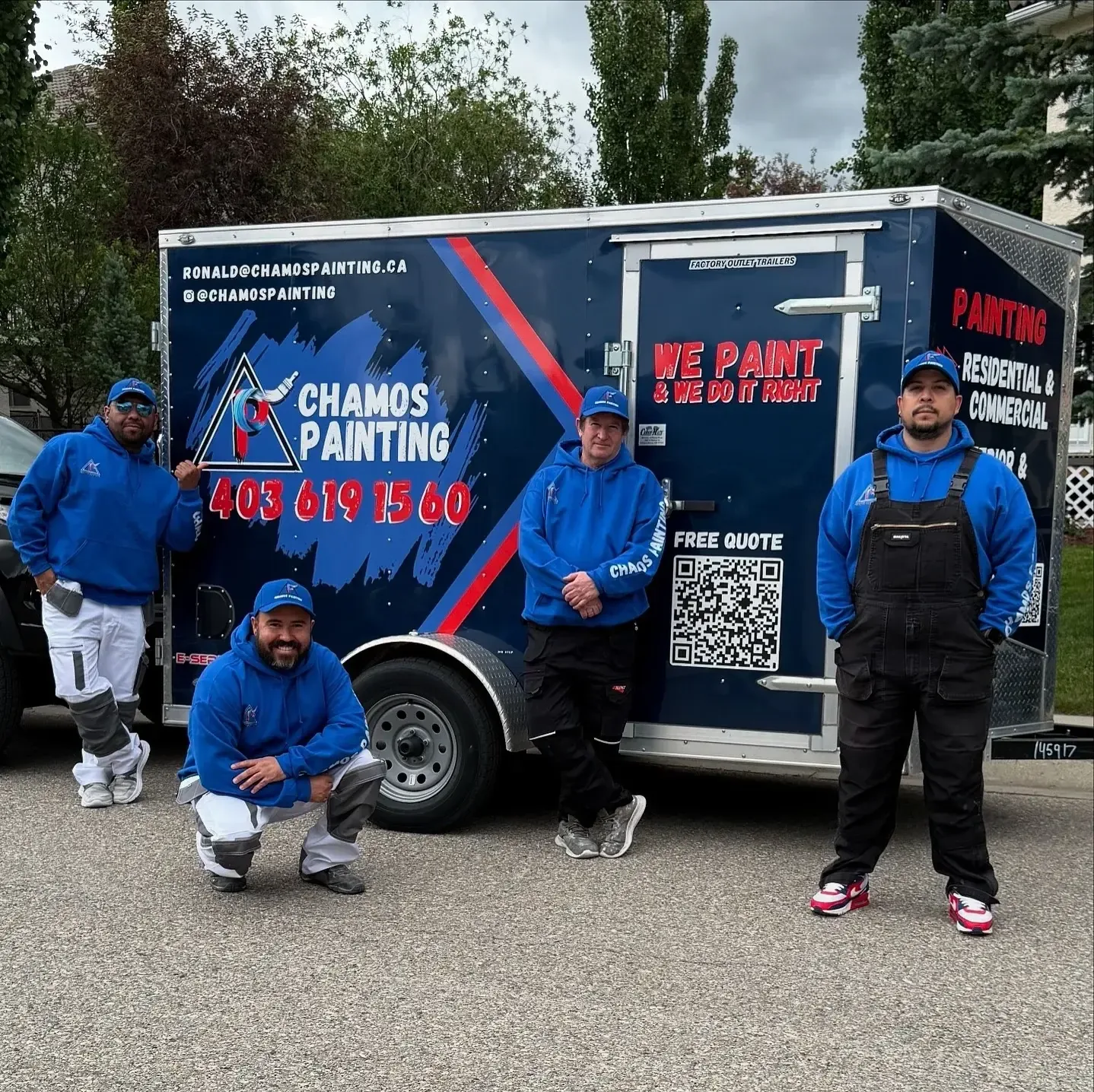 The Chamos Painting crew and branded trailer